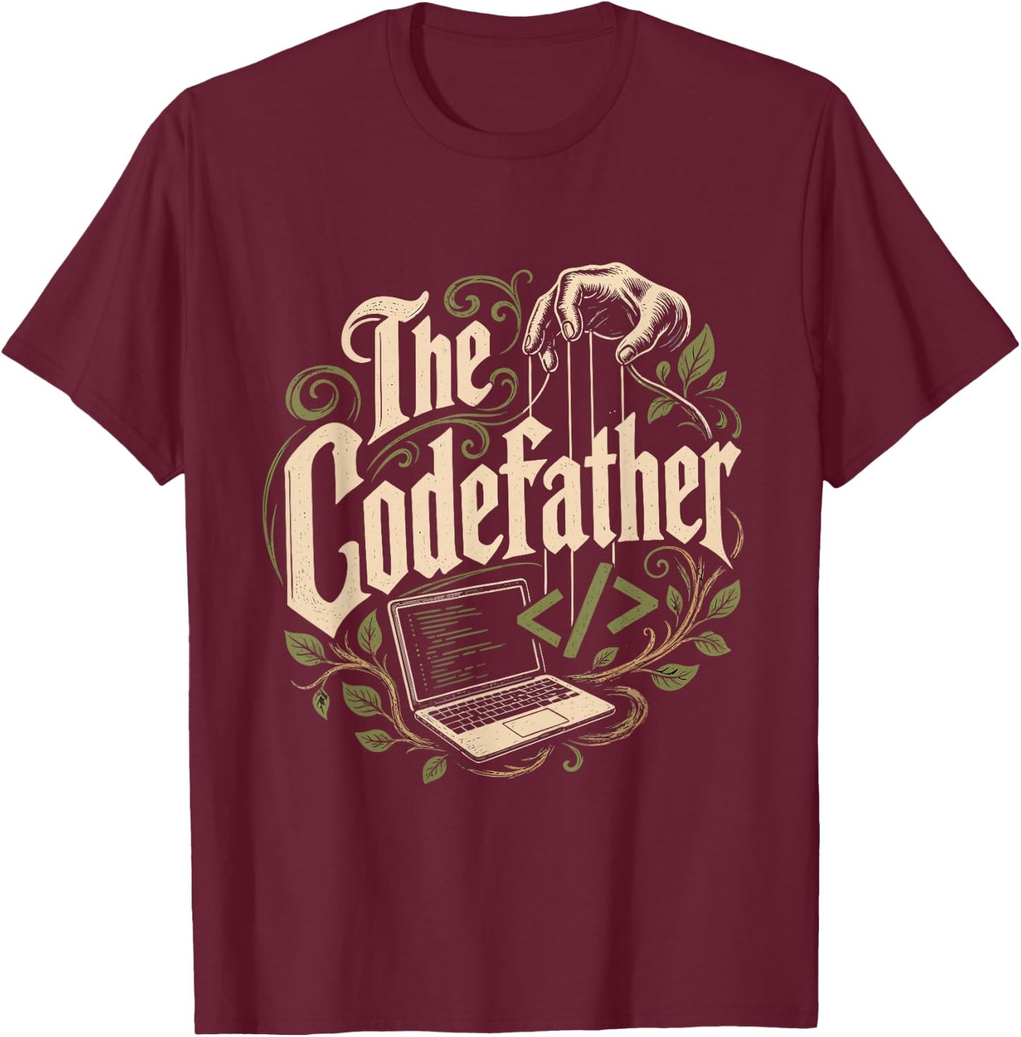 Computer Science THE CODEFATHER Funny Computer Scientist T-Shirt - T-Shirt | Maroon