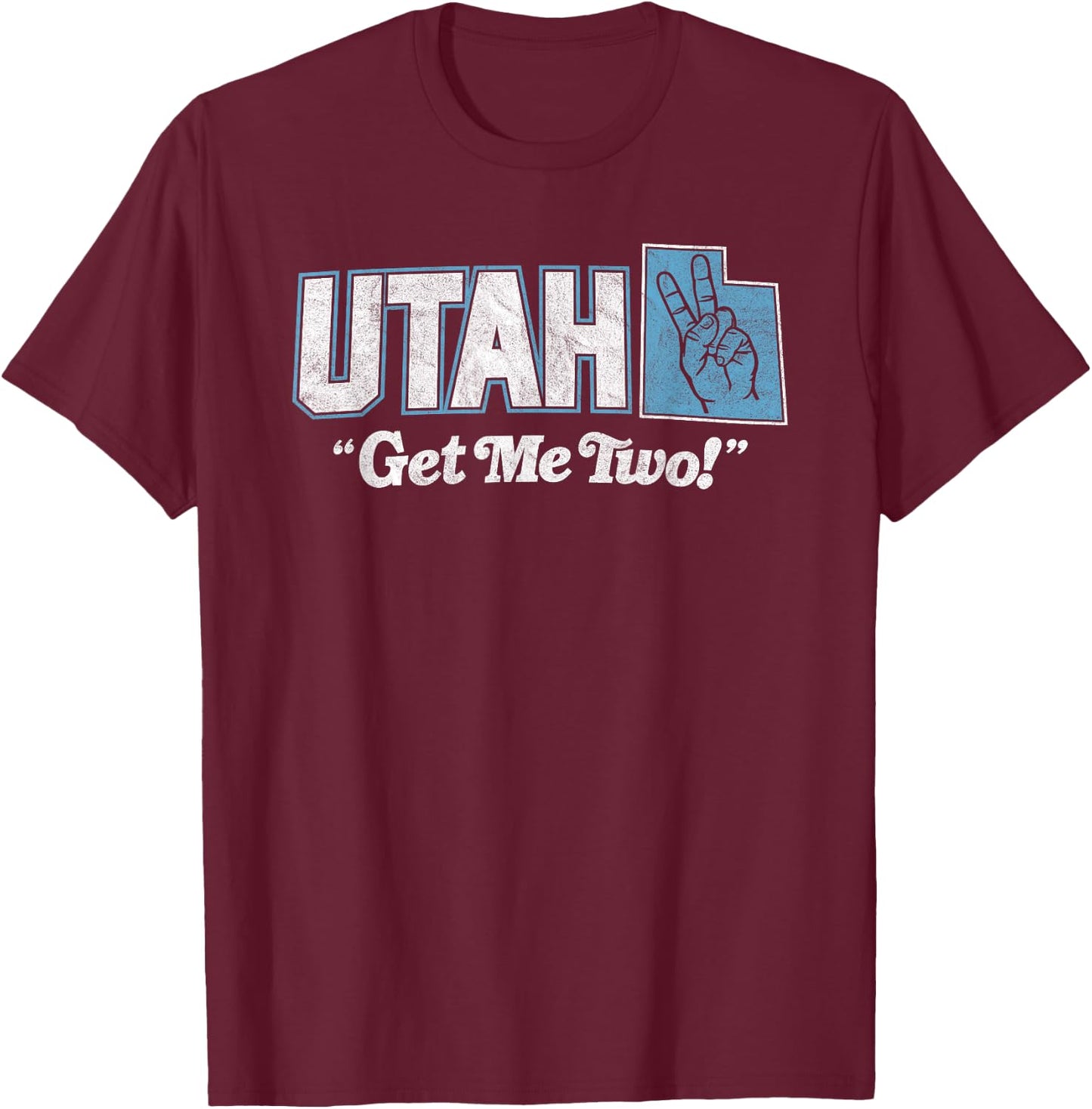 UTAH - state slogan get me two finger hand retro 90s action T-Shirt - T-Shirt | Maroon