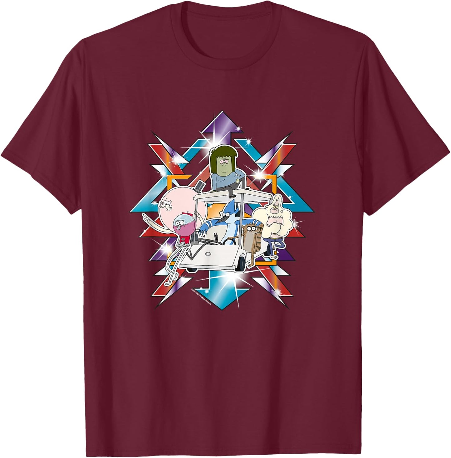 Regular Show Metallic Group Art T-Shirt - T-Shirt | Maroon