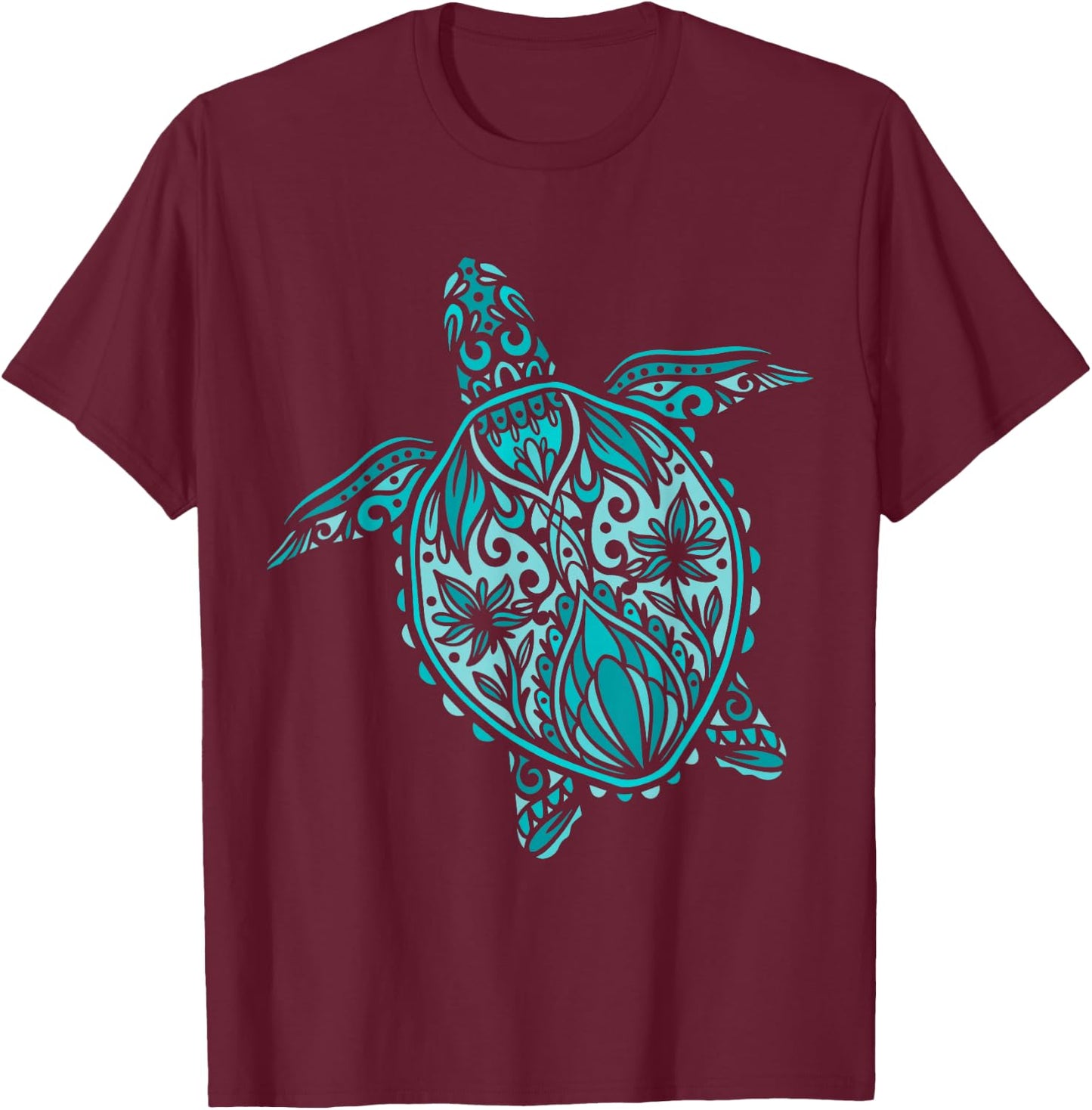 Mandala Design | Sea Turtle T-Shirt - T-Shirt | Maroon