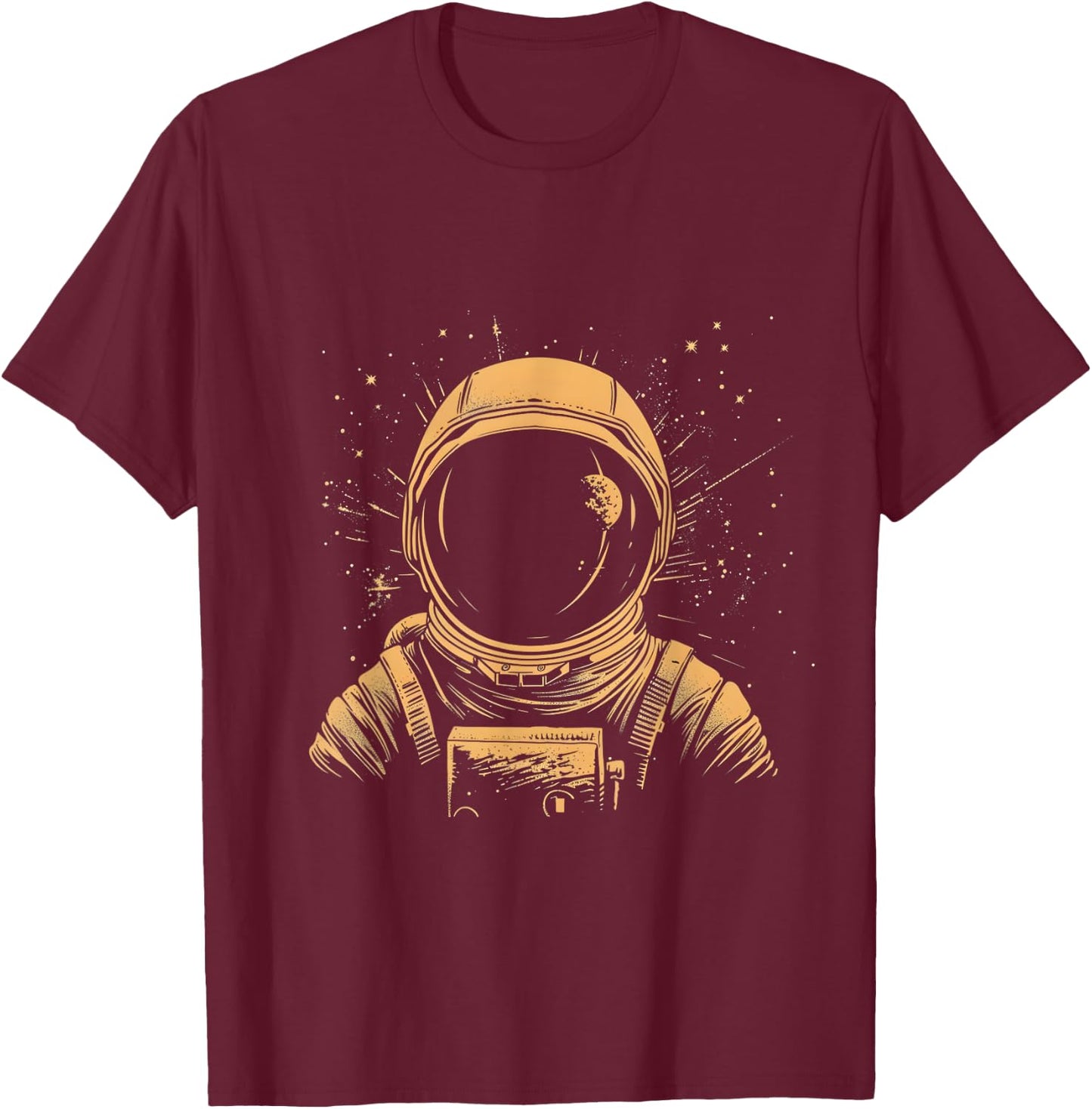 CosmoQuest Interstellar Minimalism Astronaut Portrait Black -Adults/ -Kids Cotton 65%/Polyester 35% Short Sleeve Small T-Shirt - T-Shirt | Maroon