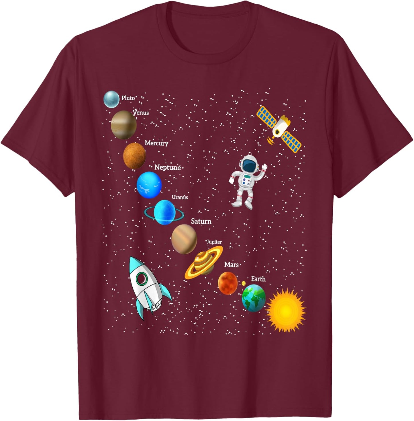 Cosmic Galaxy Astronaut Planet Outer Space Crew Kids & Adult T-Shirt - T-Shirt | Maroon