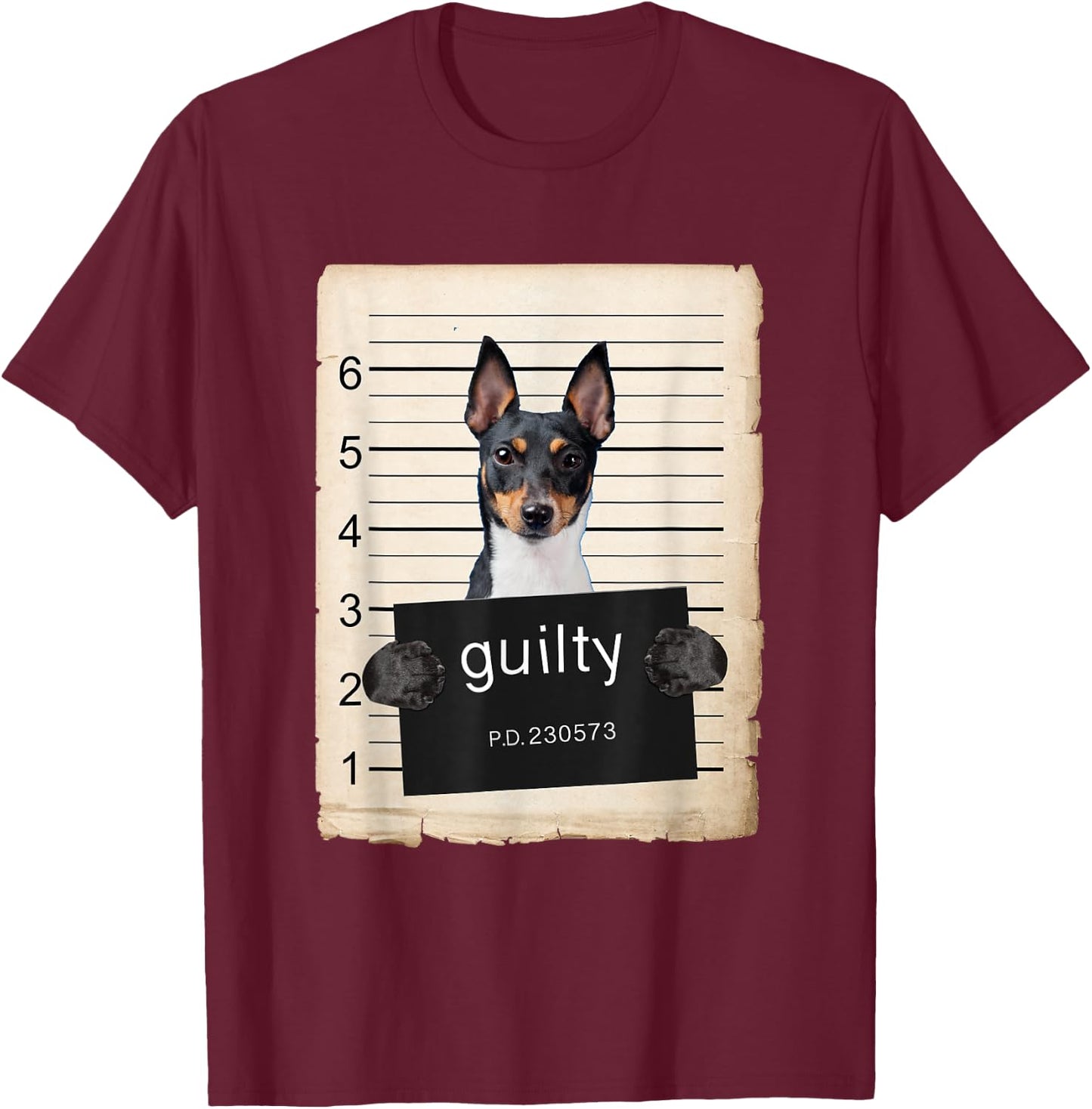 Toy Fox Terrier Dog mug shot T-Shirt - T-Shirt | Maroon