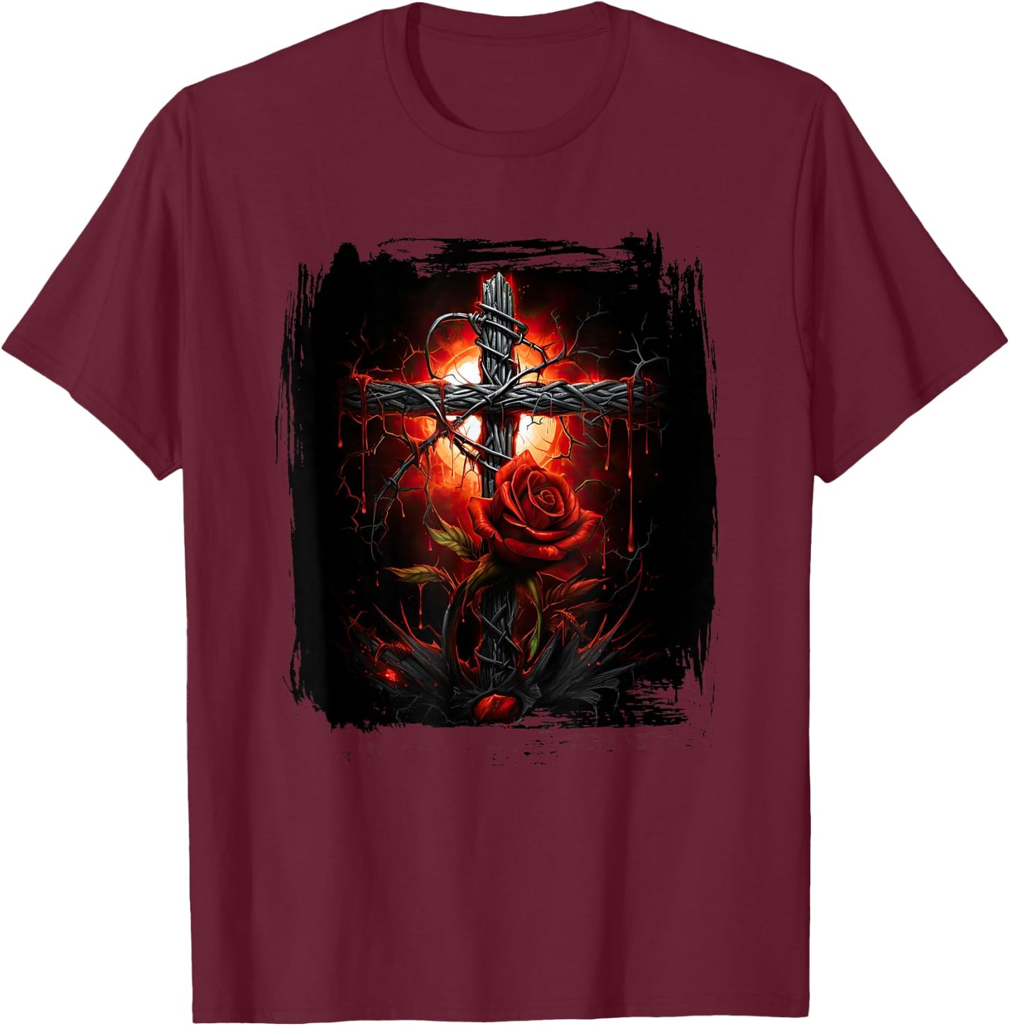 Gothic Cross Goths Design Filigree Victorian Cross T-Shirt - T-Shirt | Maroon