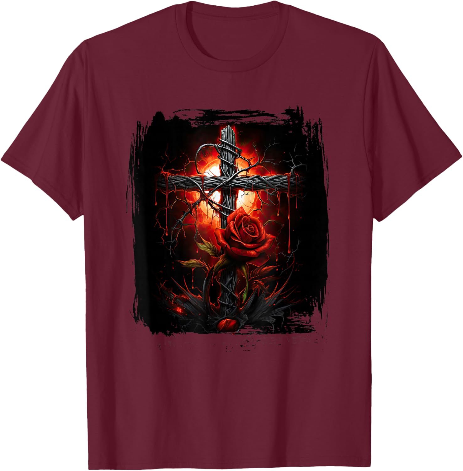 Gothic Cross Goths Design Filigree Victorian Cross T-Shirt - T-Shirt | Maroon