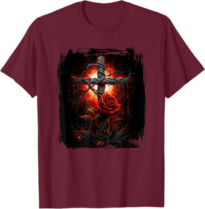 Gothic Cross Goths Design Filigree Victorian Cross T-Shirt - T-Shirt | Maroon