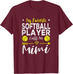 My Favorite Softball Player Calls Me Mimi Softball Grandma T-Shirt - T-Shirt | Maroon
