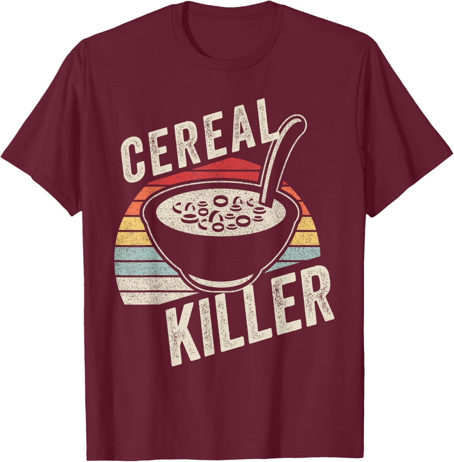 Vintage Retro Cereal Killer Breakfast Brunch Food Funny T-Shirt - T-Shirt | Maroon