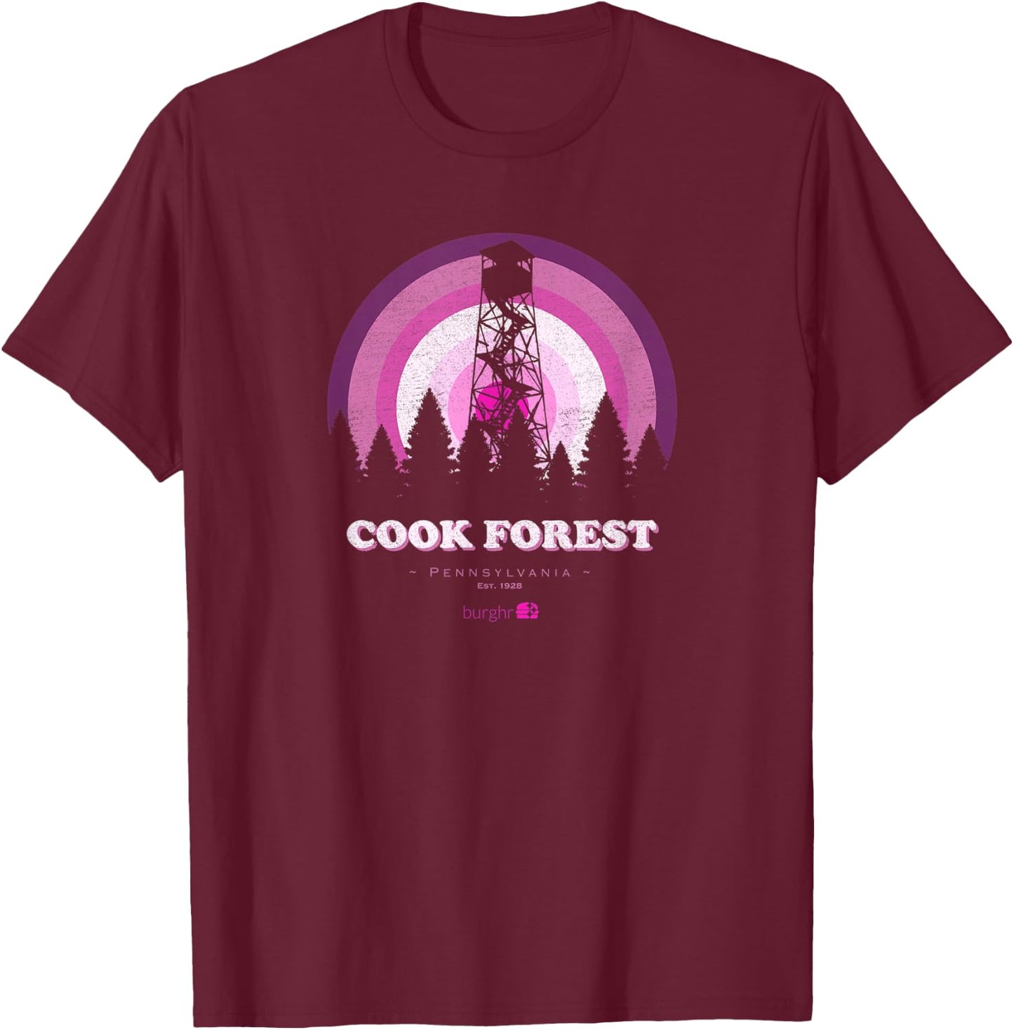 Cook Forest - Fire Tower T-Shirt - T-Shirt | Maroon