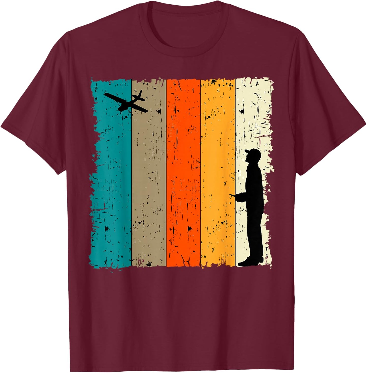 RC Airplane Retro Vintage Battery Operator Aerodynamic Plane T-Shirt - T-Shirt | Maroon