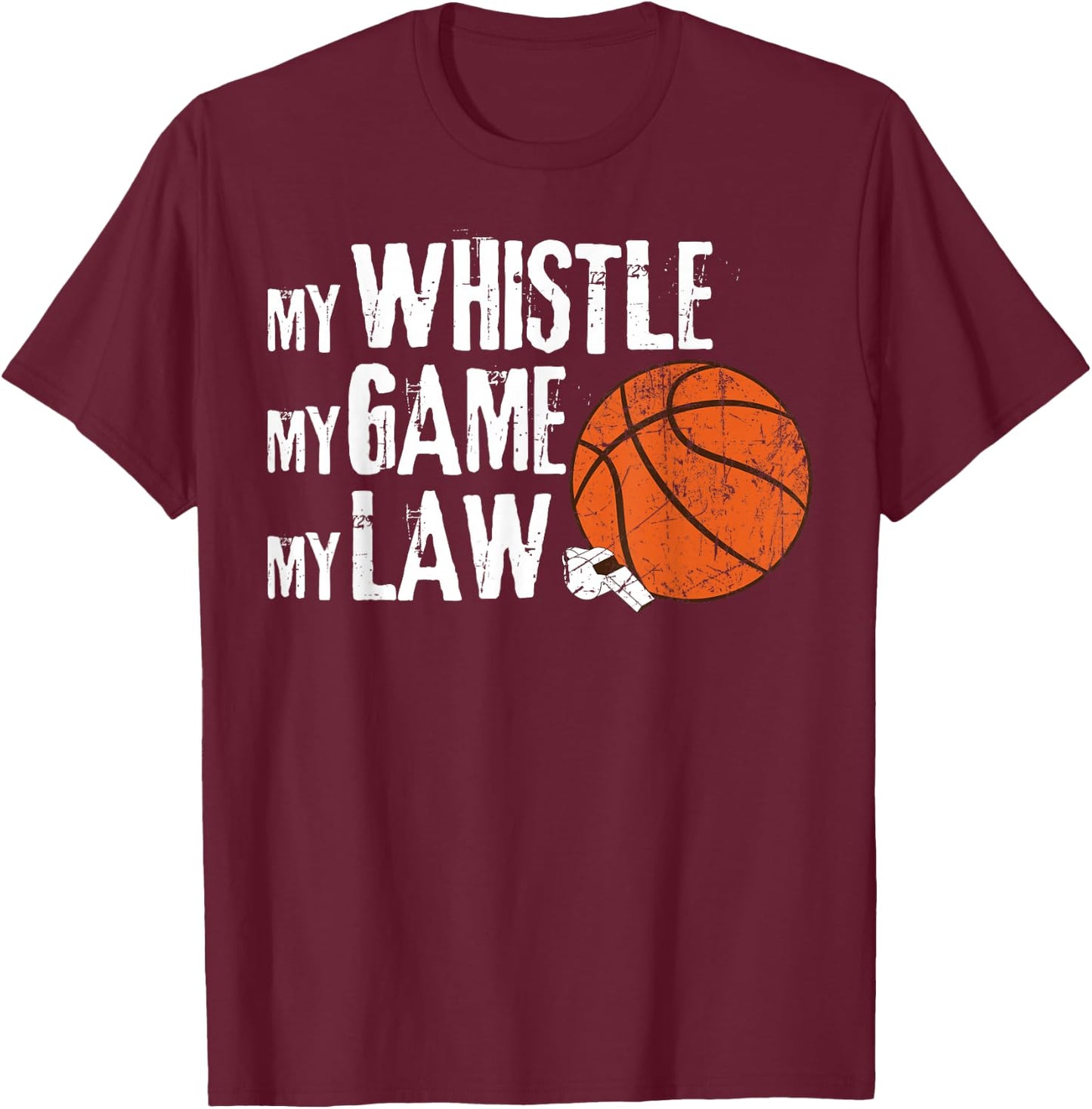 Basketball Referee Gifts & Accessories Men's Basketball Referee - Black, Small T-Shirt - T-Shirt | Maroon