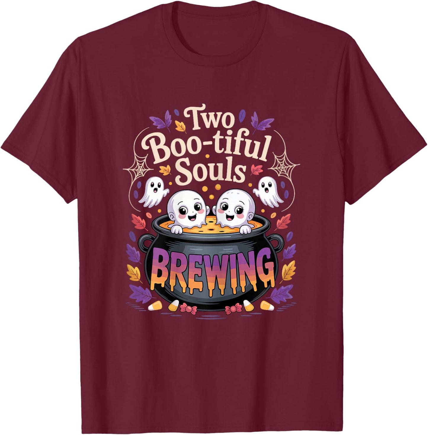 Pregnant Mom Halloween Costume Twins Pregnancy Announcement T-Shirt - T-Shirt | Maroon