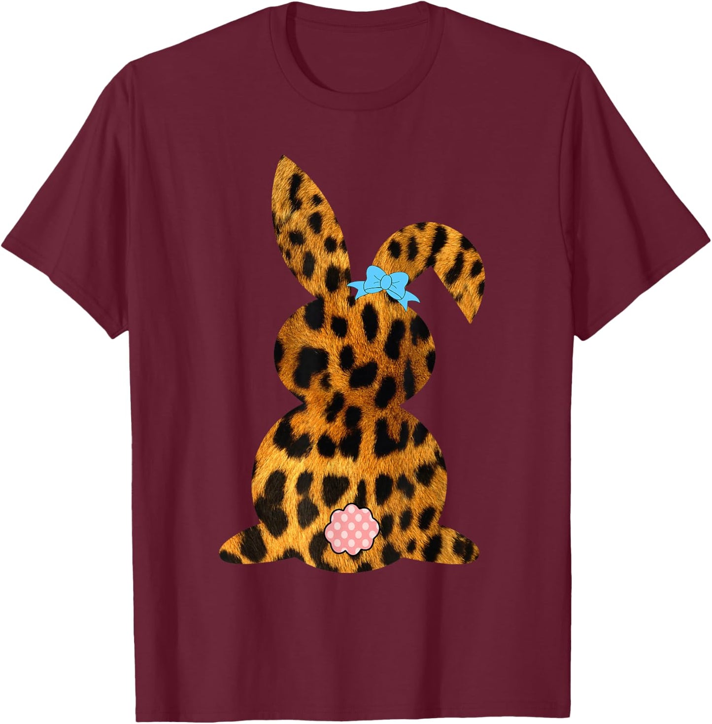 Easter Bunny Shirt Leopard Pattern Rabbit 2023 T-Shirt - T-Shirt | Maroon