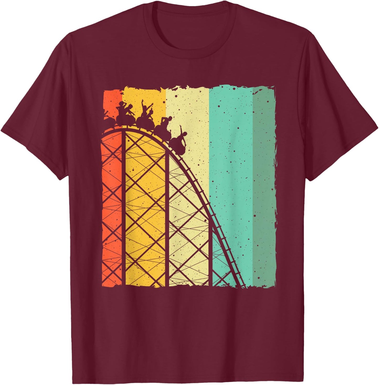 Cute Vintage Roller Coaster Design Men Women Amusement Park T-Shirt - T-Shirt | Maroon