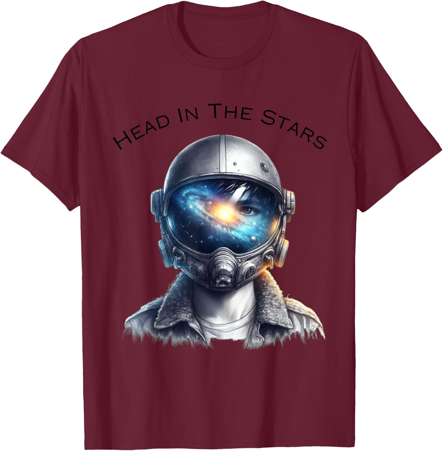 Head In The Stars All Ages Cool Space Age Graphic Design T-Shirt - T-Shirt | Maroon