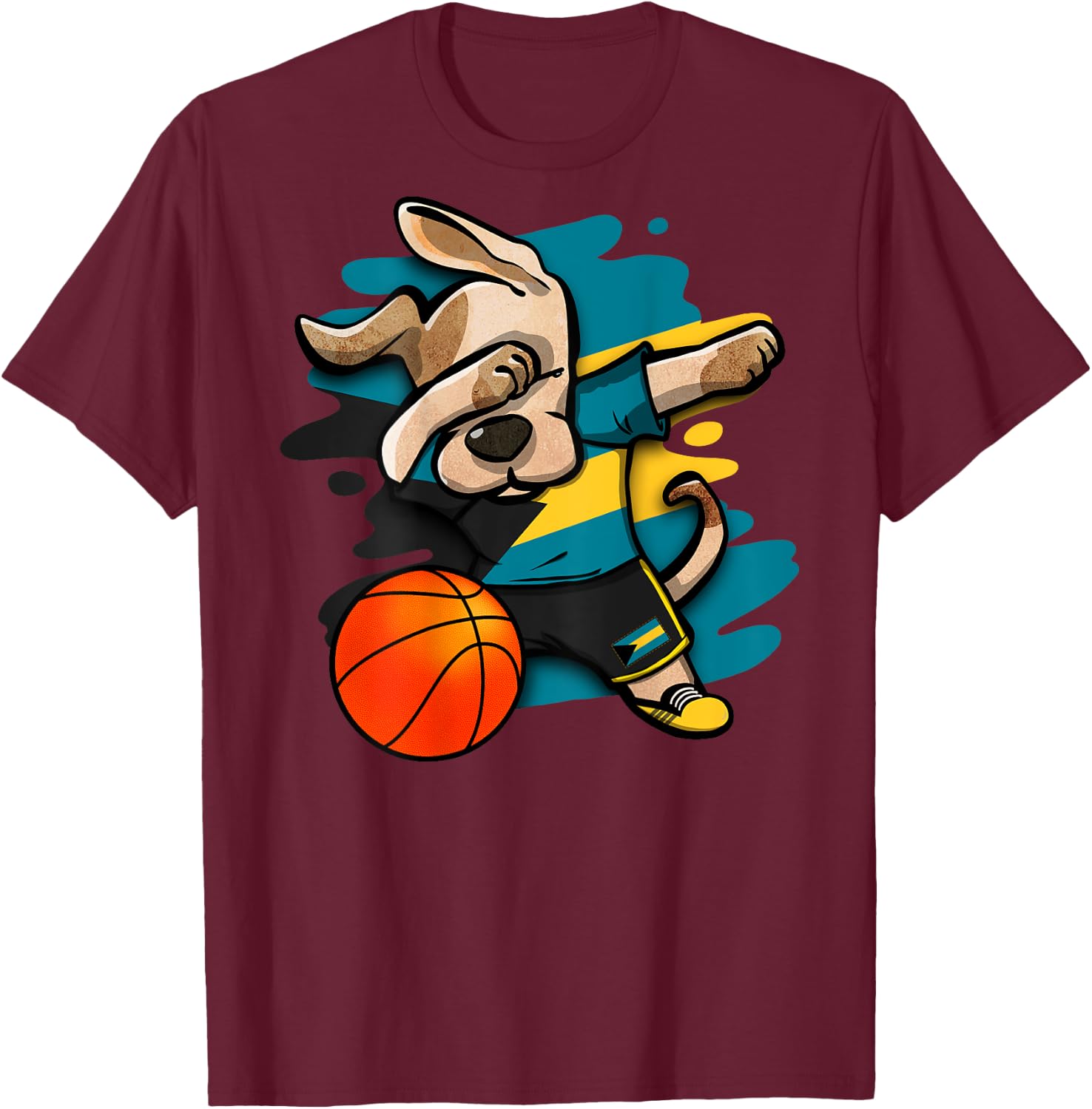 Dabbing Dog Bahamas Basketball Fans Jersey Bahamian Sports Women Kids T-Shirt - T-Shirt | Maroon