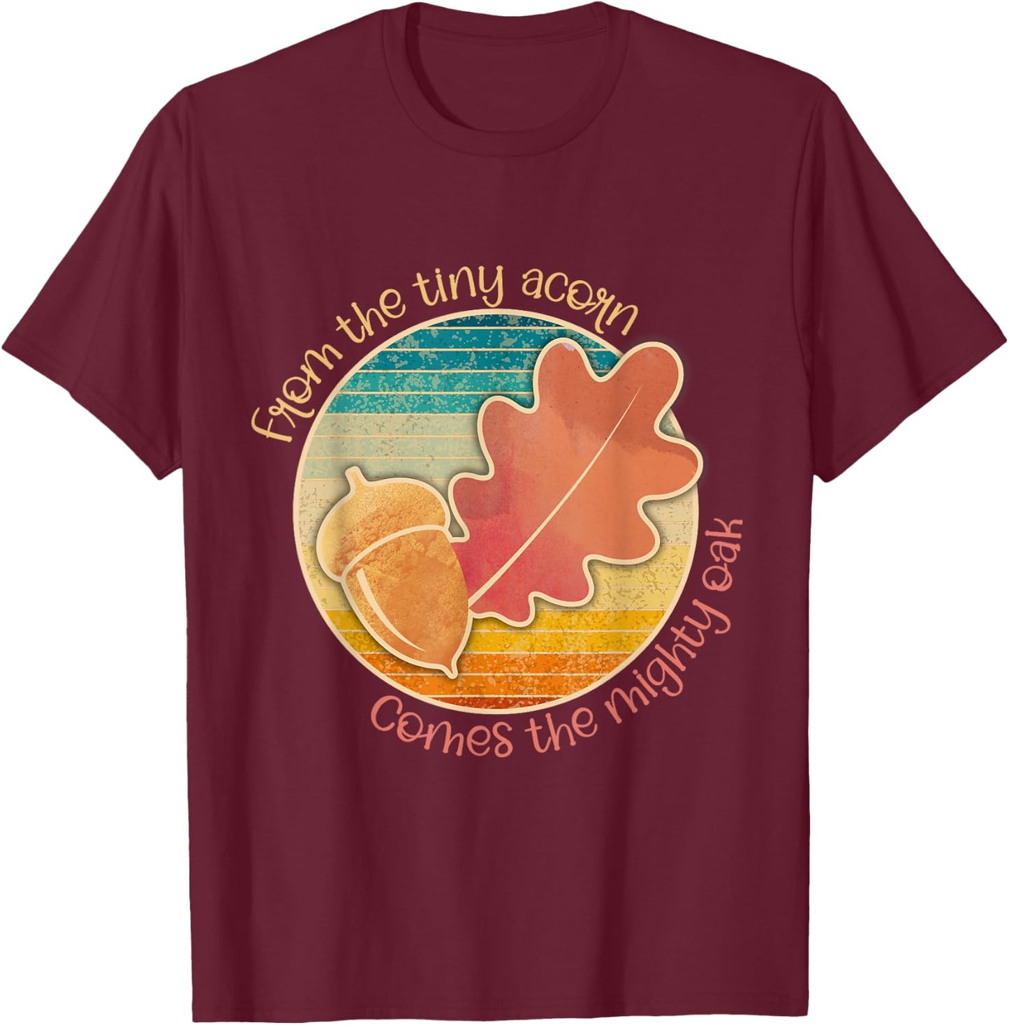 Acorn and Oak Leaf for Nature Lovers T-Shirt - T-Shirt | Maroon