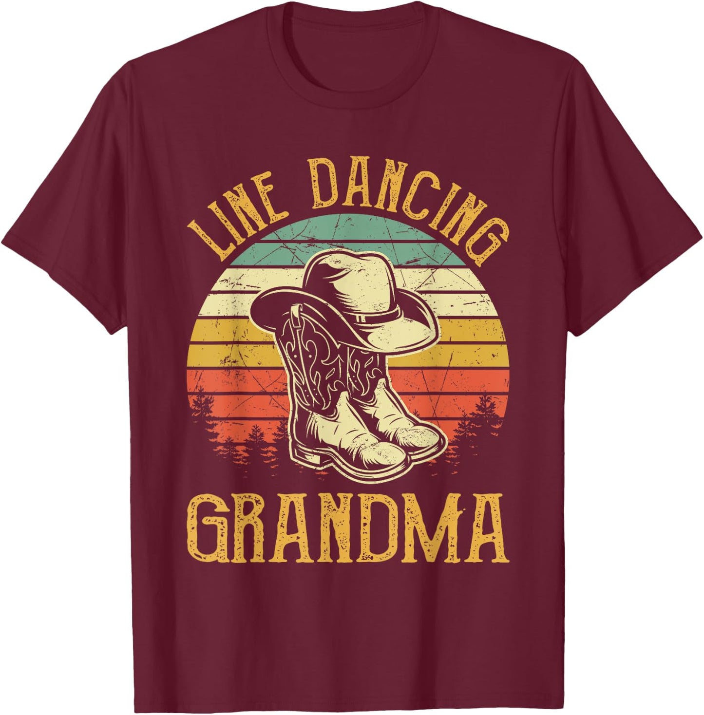 Women Line Dance Grandma Dancing Dancer Country Music T-Shirt - T-Shirt | Maroon