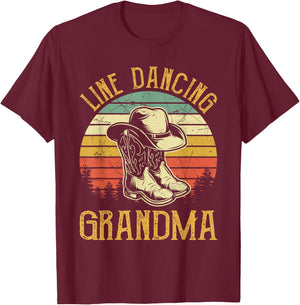 Women Line Dance Grandma Dancing Dancer Country Music T-Shirt - T-Shirt | Maroon