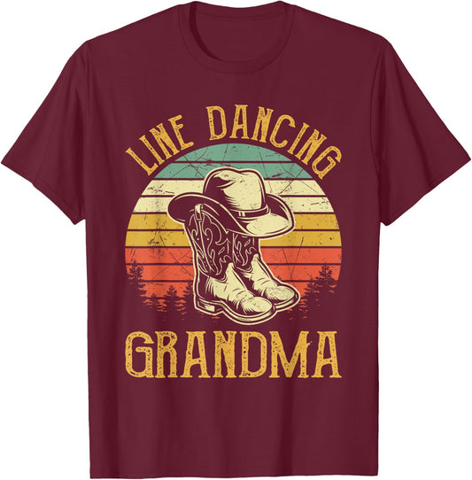 Women Line Dance Grandma Dancing Dancer Country Music T-Shirt - T-Shirt | Maroon