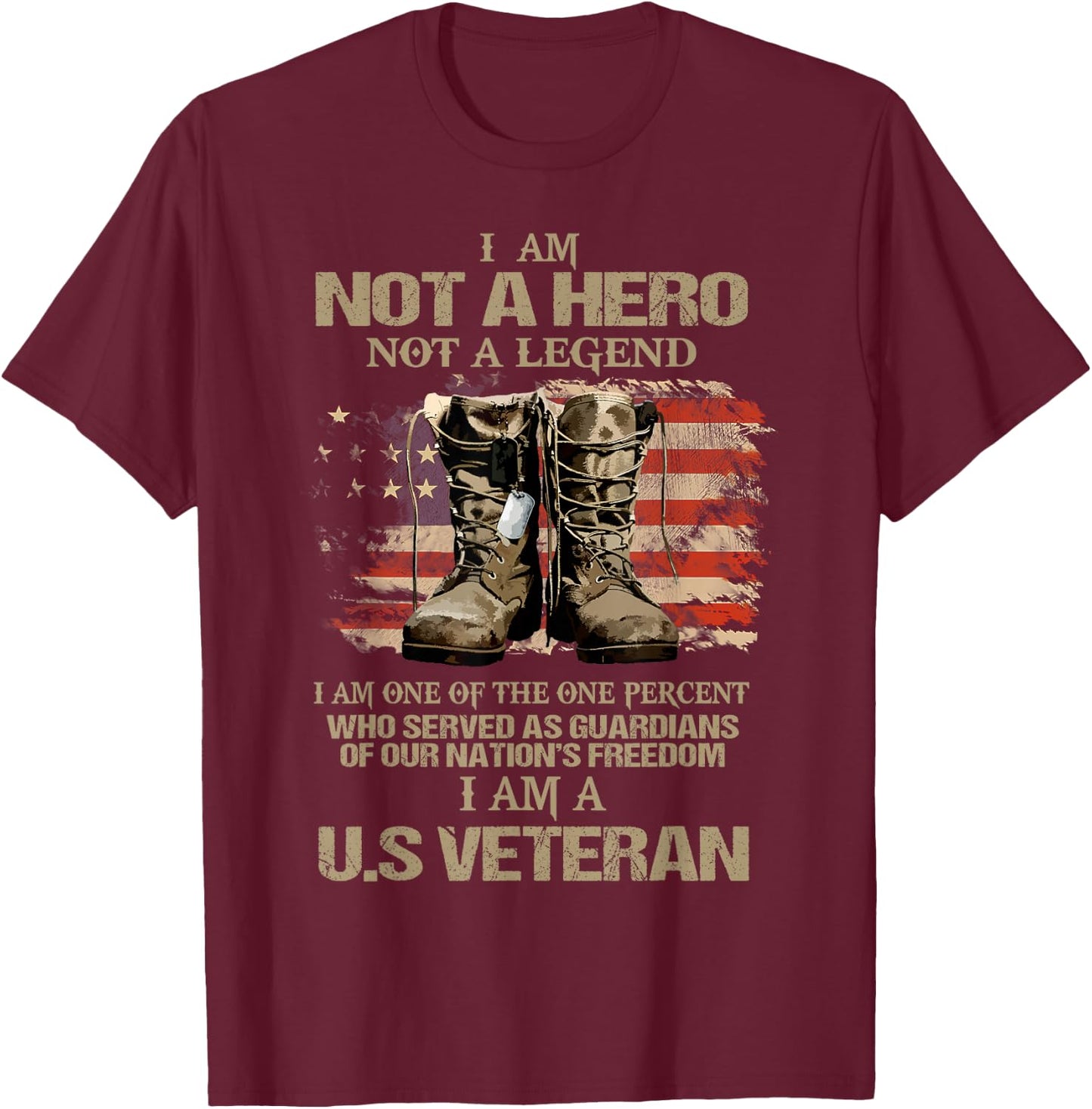 I Am Not A Hero Not A Legend I Am One Percent A US Veteran T-Shirt - T-Shirt | Maroon