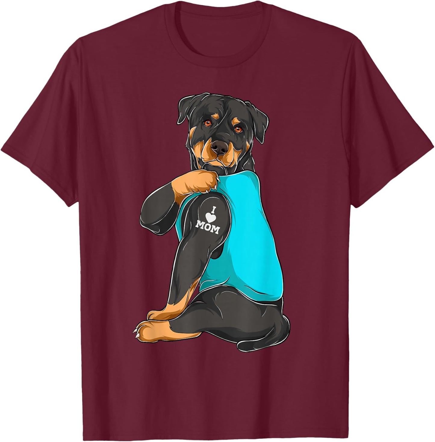Rottweiler I Love Mom Tattoo Apparel, Dog Mom Gifts T-Shirt - T-Shirt | Maroon