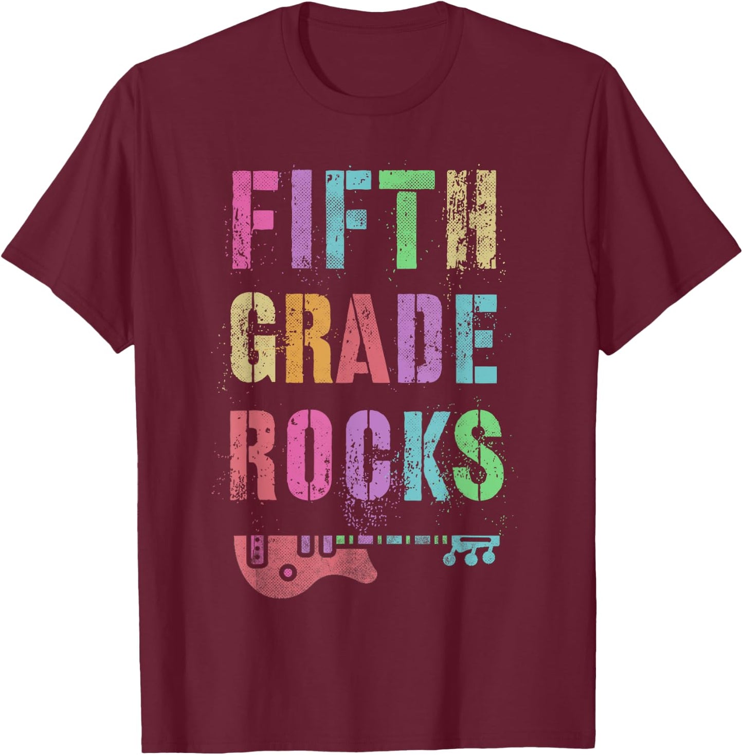 5th GRADE ROCKS Test Teacher Rockstar Squad Fifth Gr I Teach Men Women Kids T-Shirt - T-Shirt | Maroon