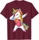 Dabbing Unicorn Girls Kids Women Rainbow Unicorns T-Shirt - T-Shirt | Maroon