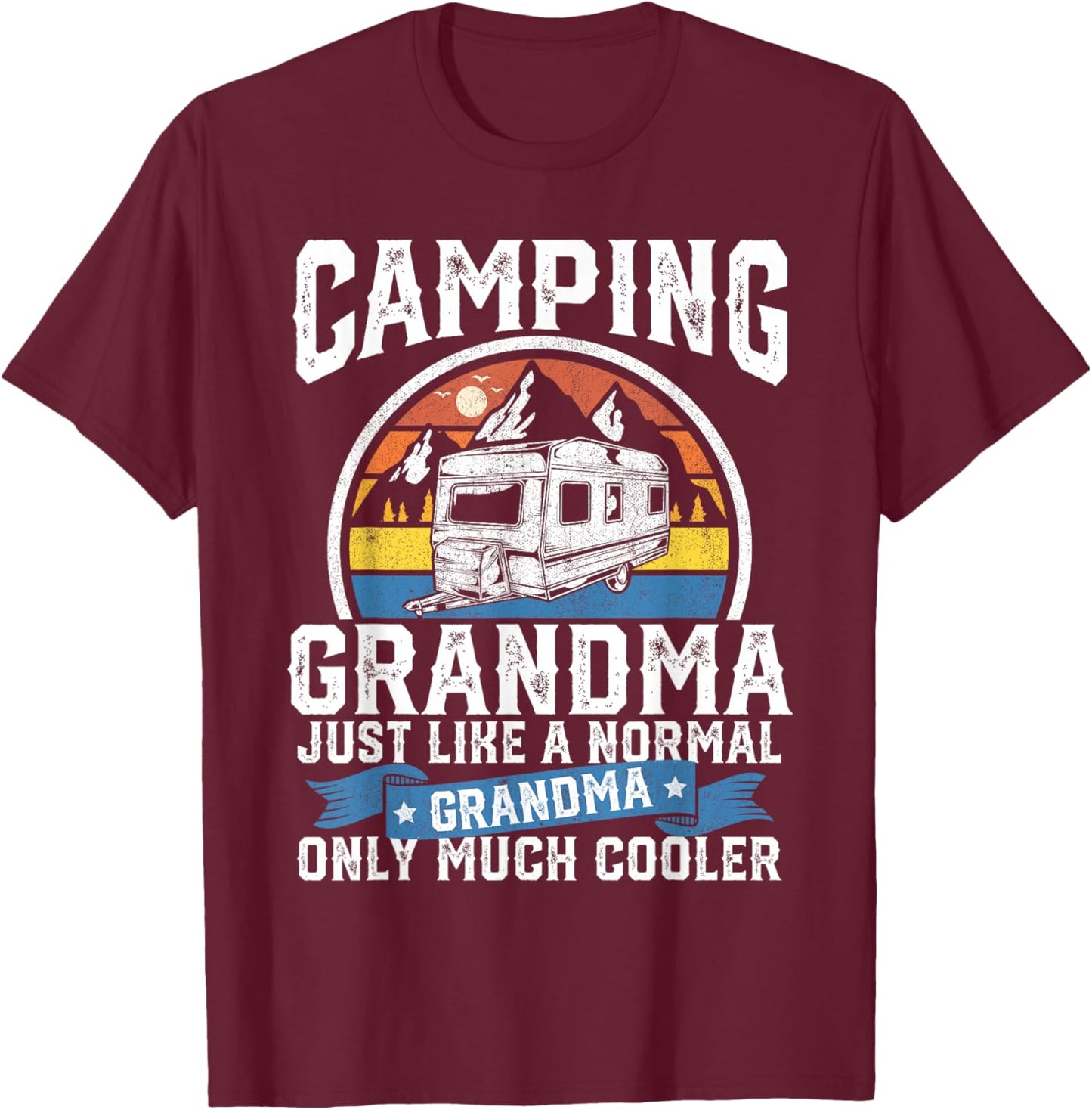 Camping Grandma Funny Camper RV Retro Outdoors Gift T-Shirt - T-Shirt | Maroon