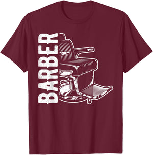 Barber Shop Chair Idea Haircut Hairstyler Hairstylist T-Shirt - T-Shirt | Maroon