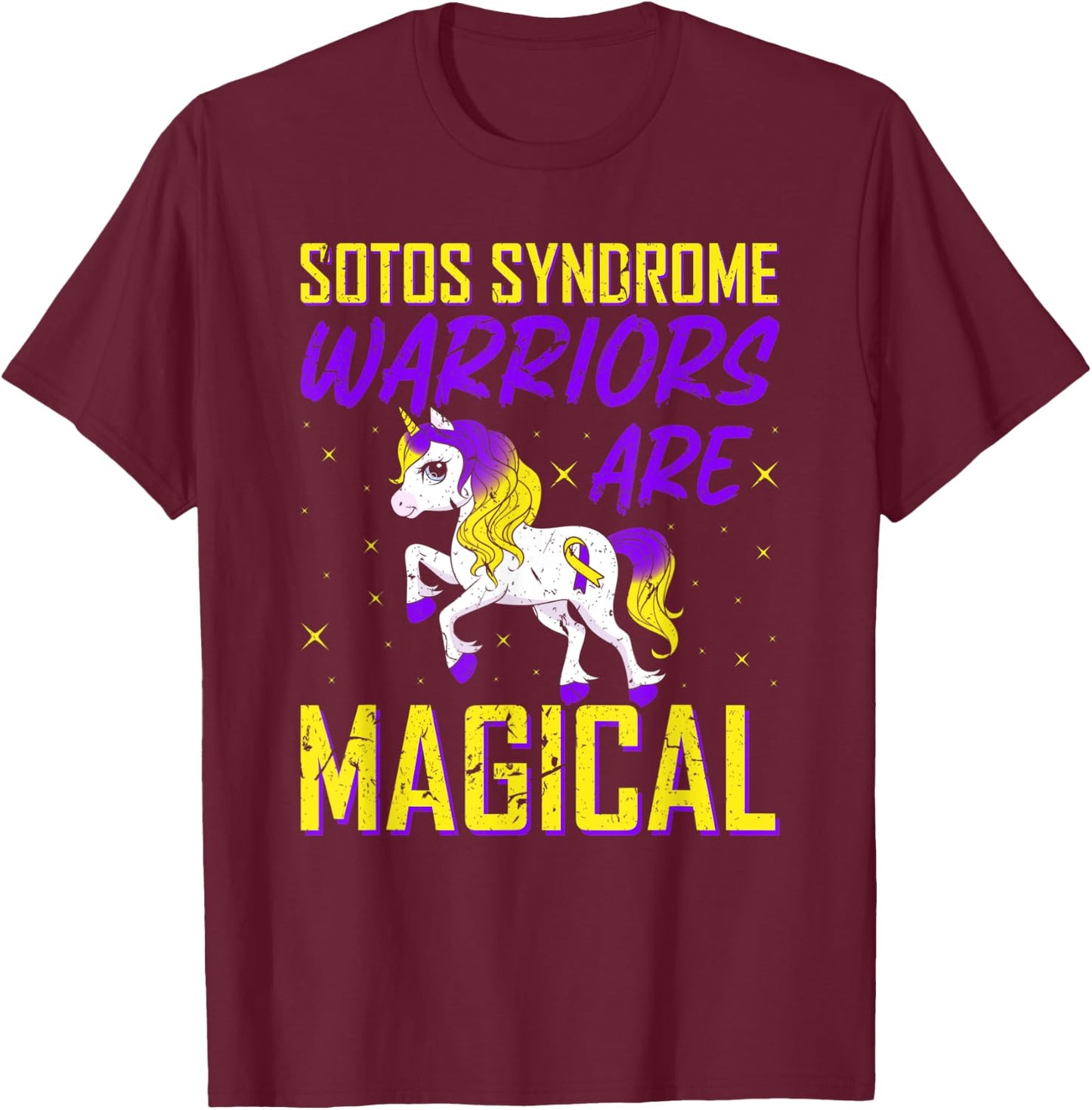 Sotos Syndrome Warriors Are Magical Awareness Unicorn T-Shirt - T-Shirt | Maroon