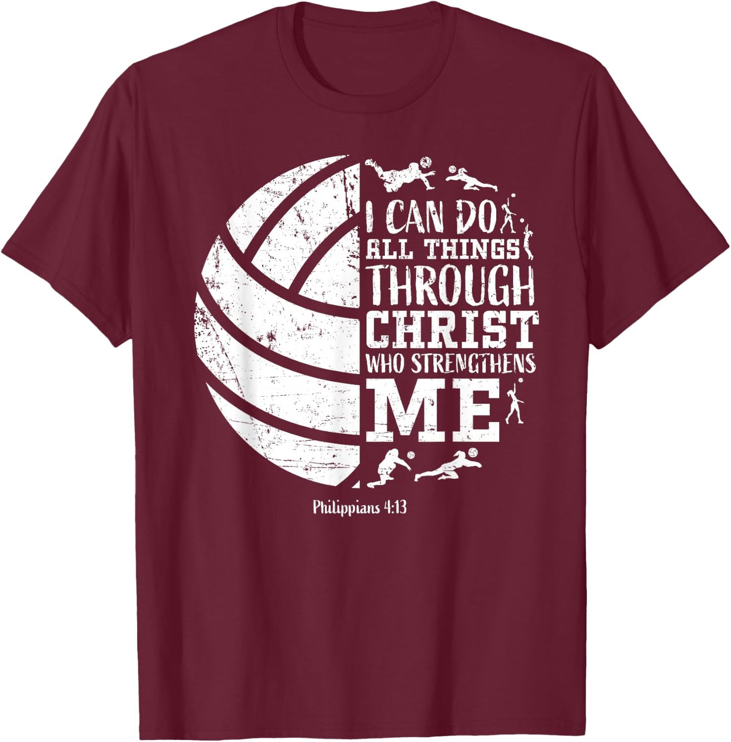 Volleyball Gifts Teen Girls Women Men Boy Christian Verse T-Shirt - T-Shirt | Maroon
