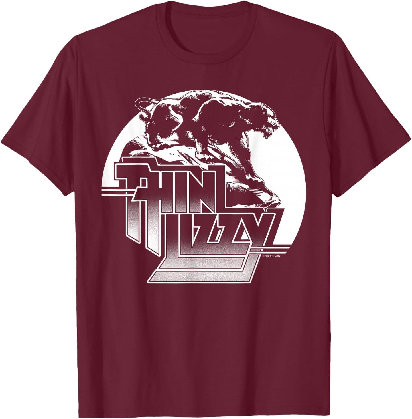 Thin Lizzy – Night Life Panther Circle T-Shirt - T-Shirt | Maroon
