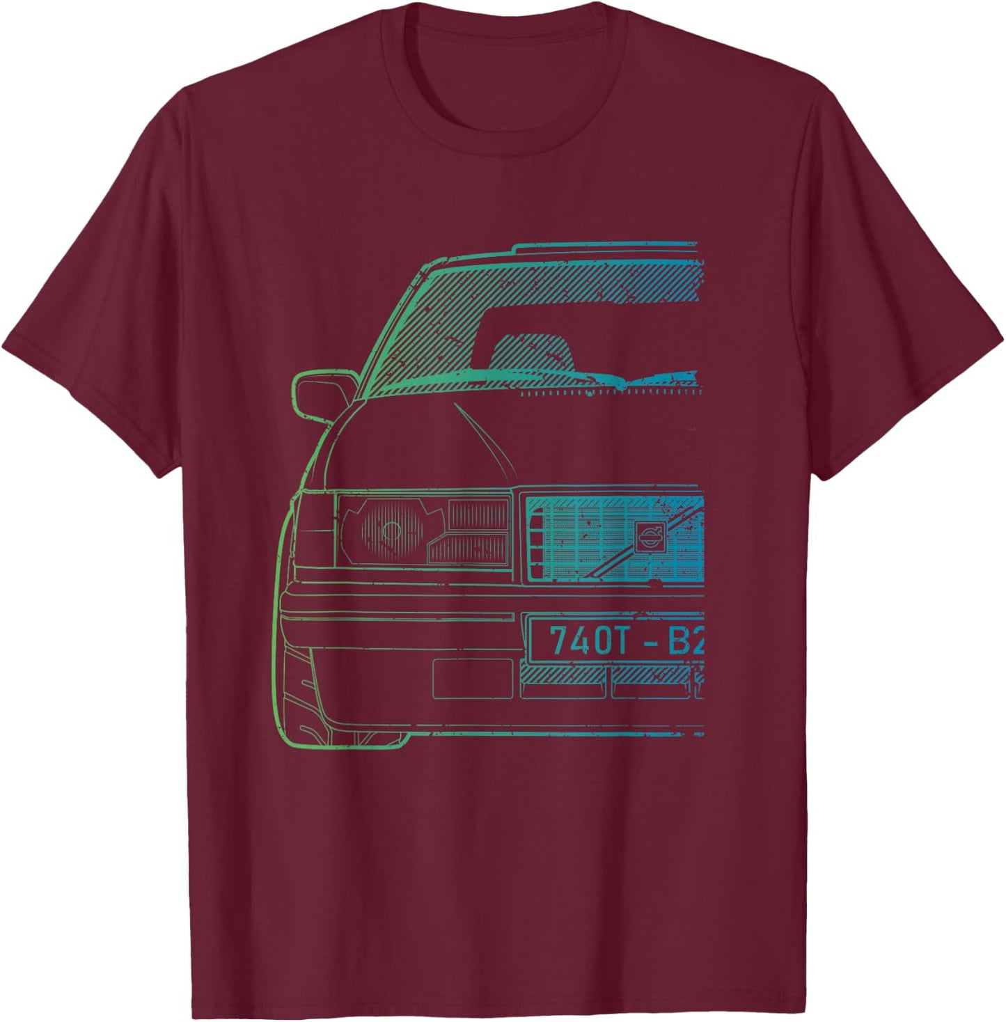 Vintage Racing 740 Turbo Green Gradient T-Shirt - T-Shirt | Maroon