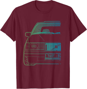 Vintage Racing 740 Turbo Green Gradient T-Shirt - T-Shirt | Maroon
