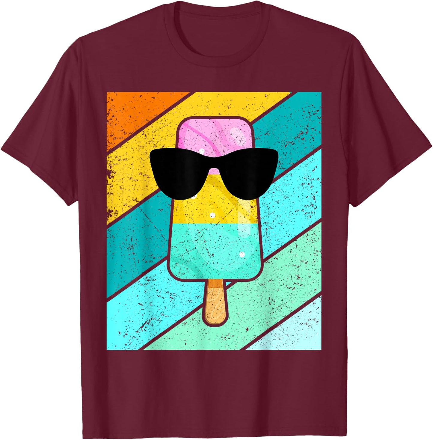 Cool Popsicle Summer Break Sunglass Funny Ice Cream Lover T-Shirt - T-Shirt | Maroon