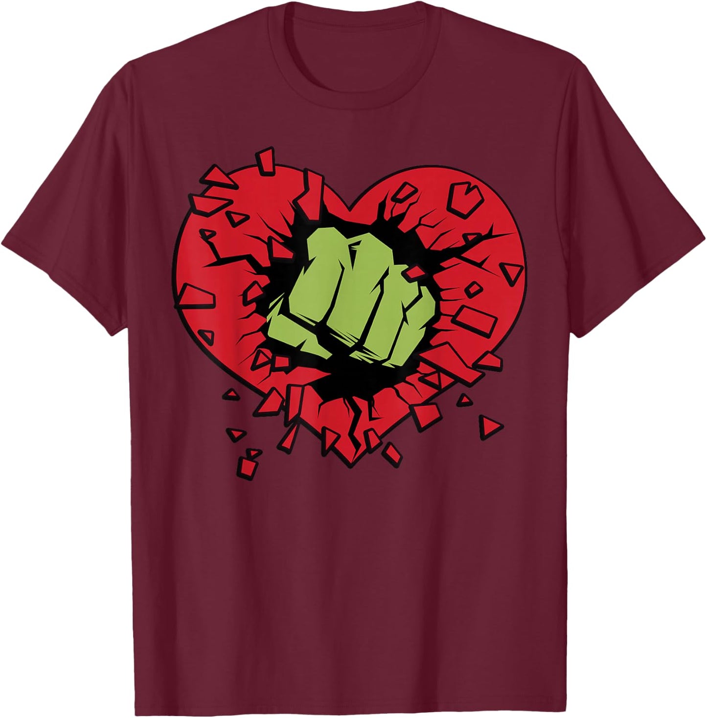 Marvel Hulk Smash Heart Valentine's Day T-Shirt - T-Shirt | Maroon