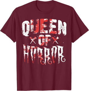 Funny Horror Movie Gift Scary Queen Of Horror Mother's Day T-Shirt - T-Shirt | Maroon