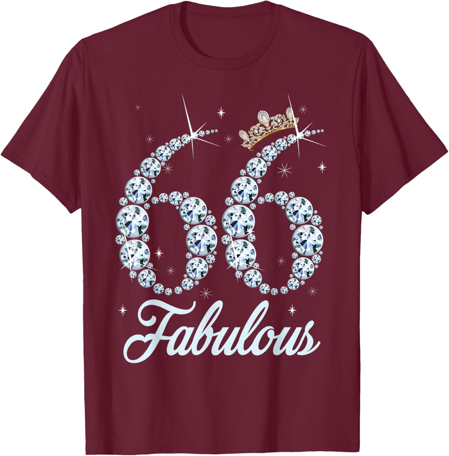 66 Year Old Its My 66th Birthday Queen Diamond Heels Crown T-Shirt - T-Shirt | Maroon