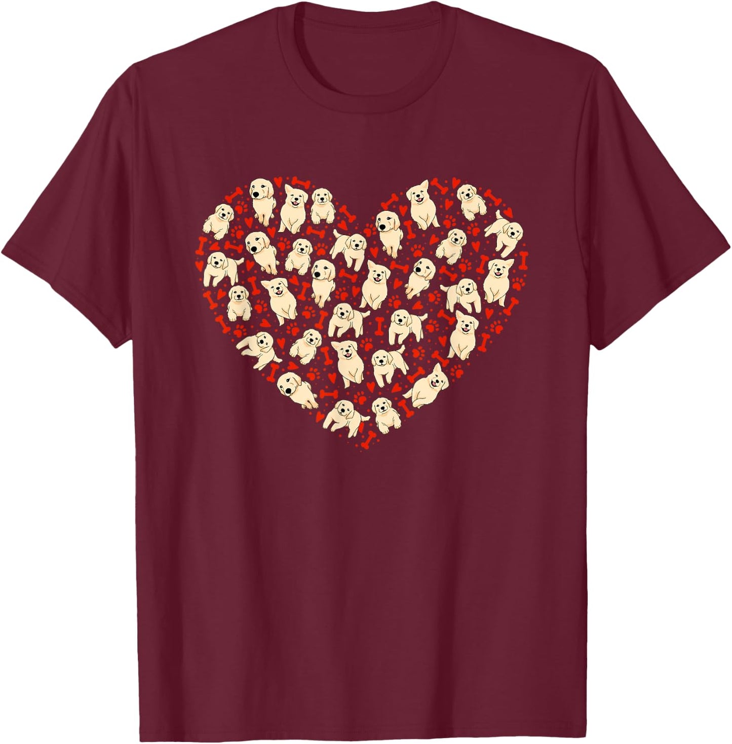 Golden Retriever Valentine Hearts Dog Lovers Valentines Day Men Women T-Shirt - T-Shirt | Maroon