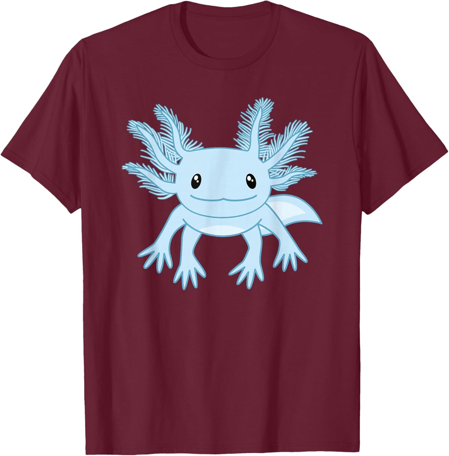 Blue Axolotl Funny Kawaii Axolotl Lover Men Women Kids T-Shirt - T-Shirt | Maroon