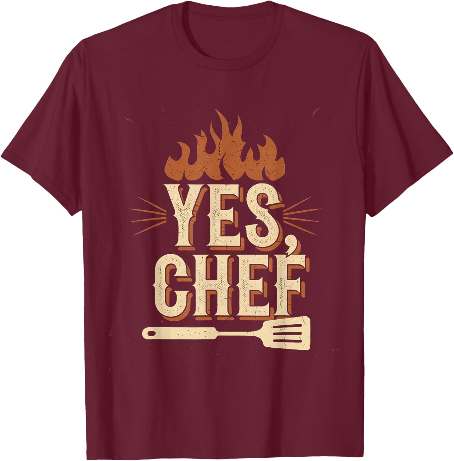 Yes Chef Design for Cooks, Chefs, Waiters, Restaurant Staff T-Shirt - T-Shirt | Maroon