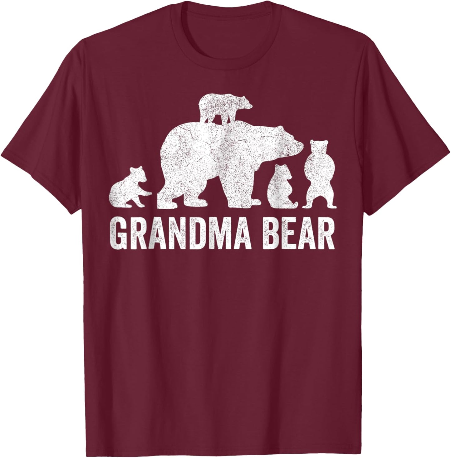 Grandma Bear With Four Cub Cute Mother's Day T-Shirt - T-Shirt | Maroon