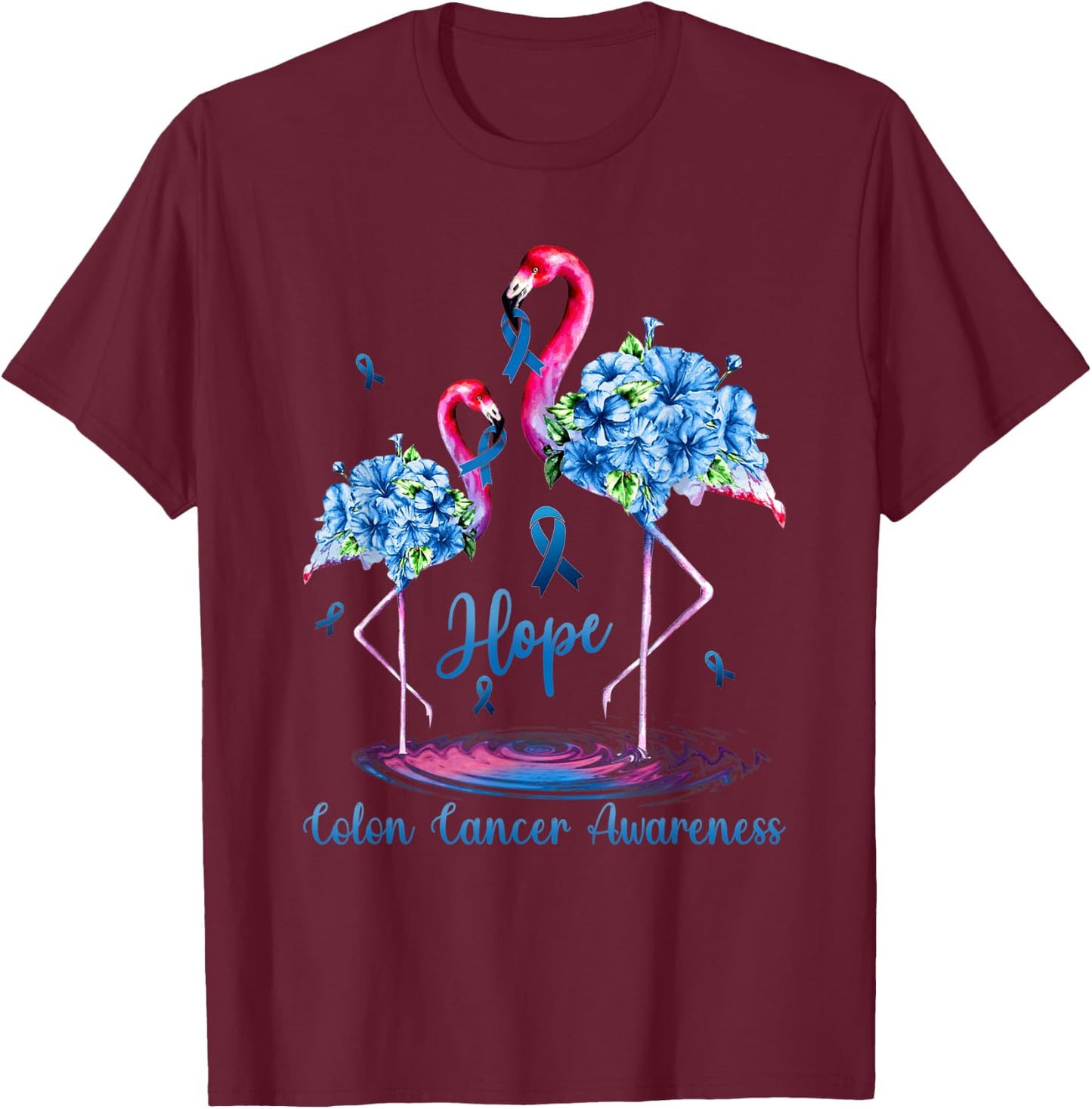 Flamingo Colon Cancer Awareness T-Shirt - T-Shirt | Maroon