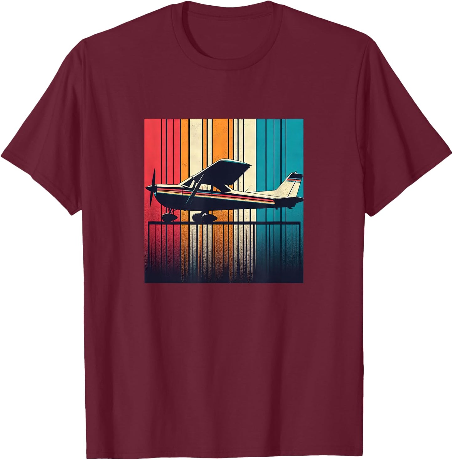 C-172 Skyhawk Vintage C172 Airplane Retro Sunset Pilot T-Shirt - T-Shirt | Maroon