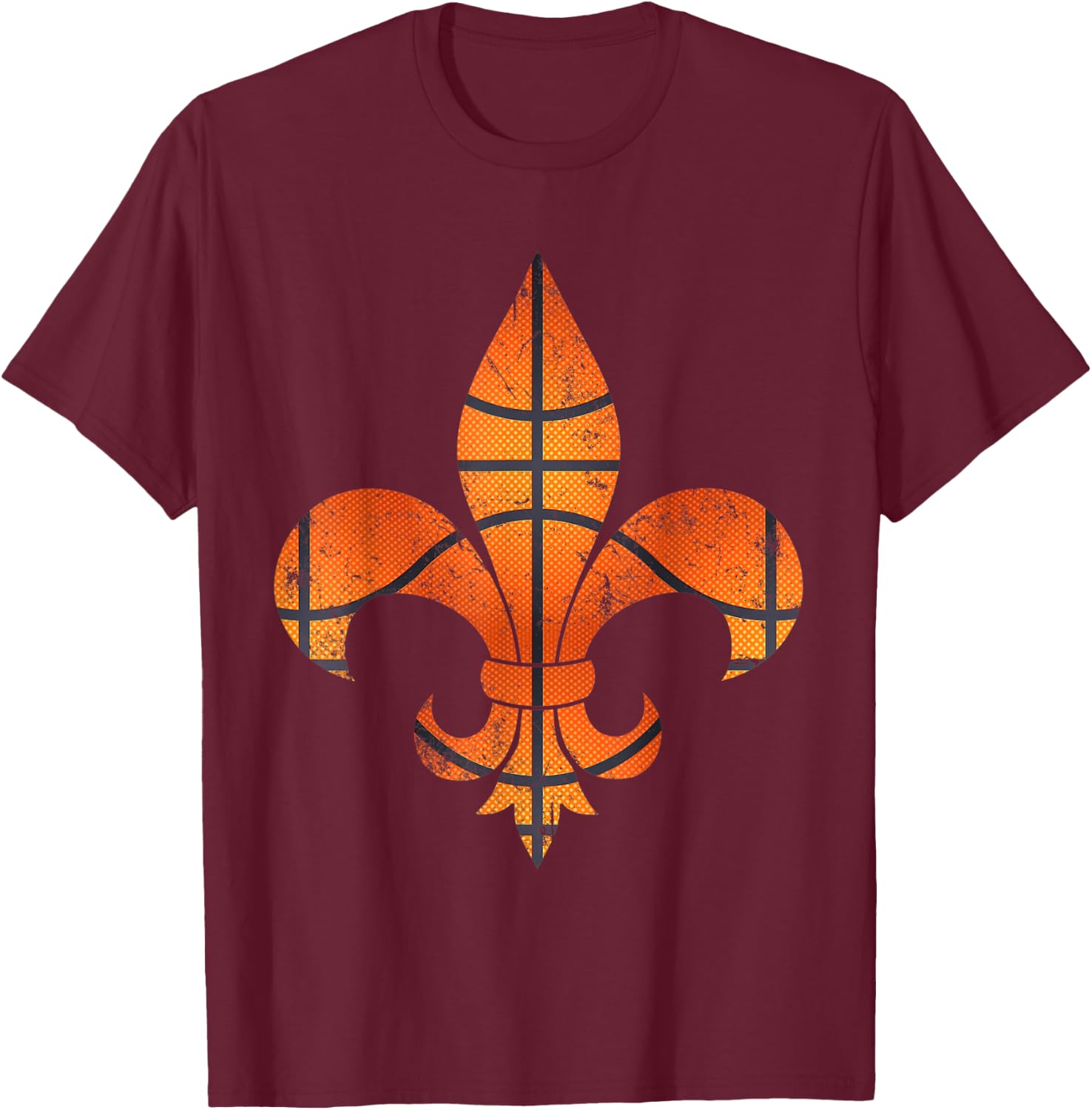 Basketball Mardi Gras Boys Men Catcher Fleur-de-lis Funny T-Shirt - T-Shirt | Maroon