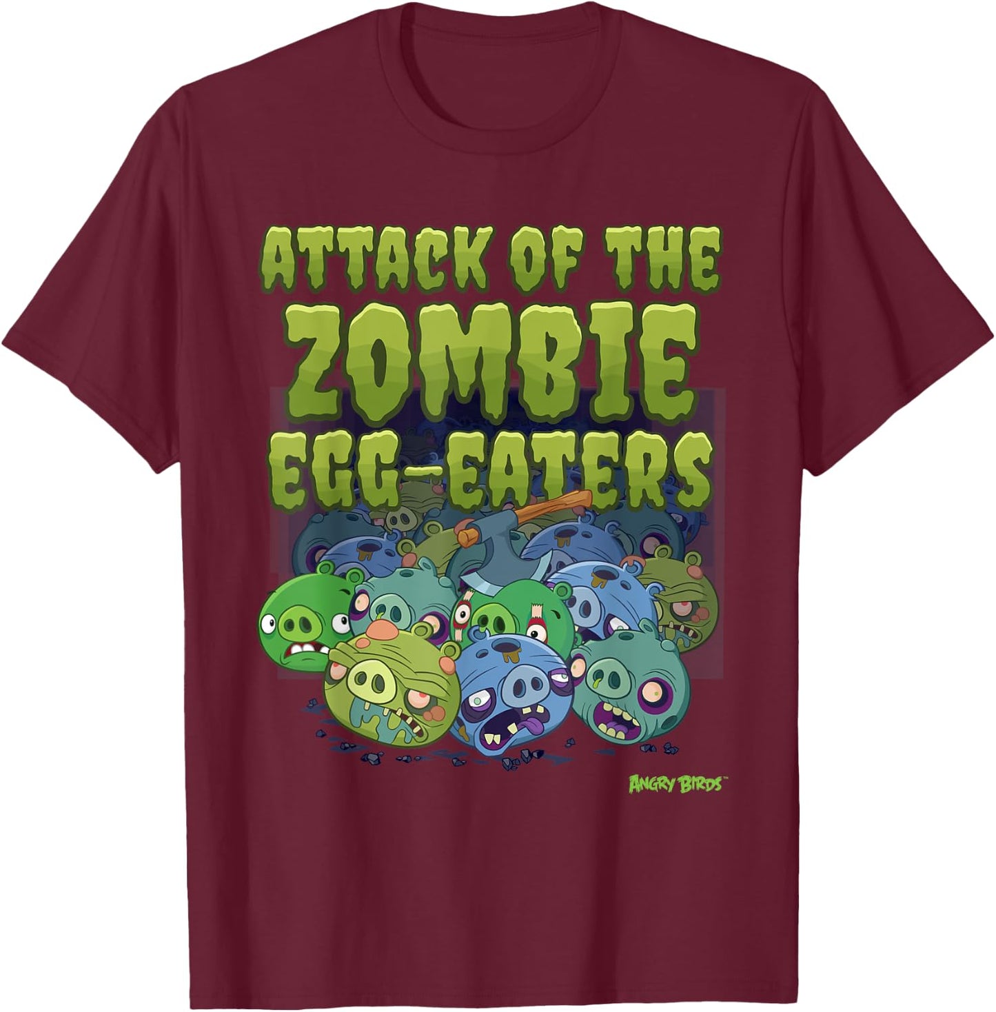 Angry Birds Halloween Pig Zombie Official Merchandise T-Shirt - T-Shirt | Maroon