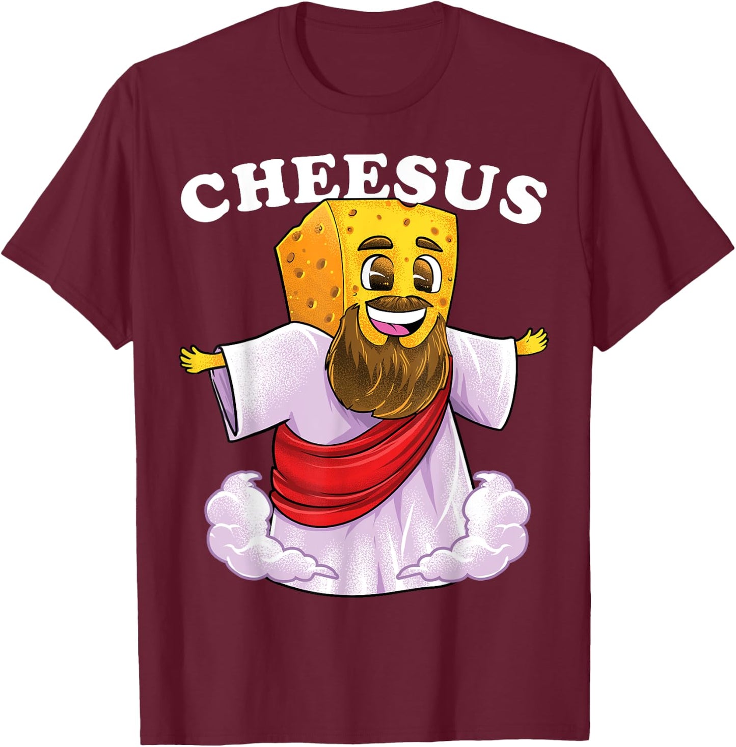 Cheesus Christ Funny Cheese Jesus Christian Pun Christmas T-Shirt - T-Shirt | Maroon