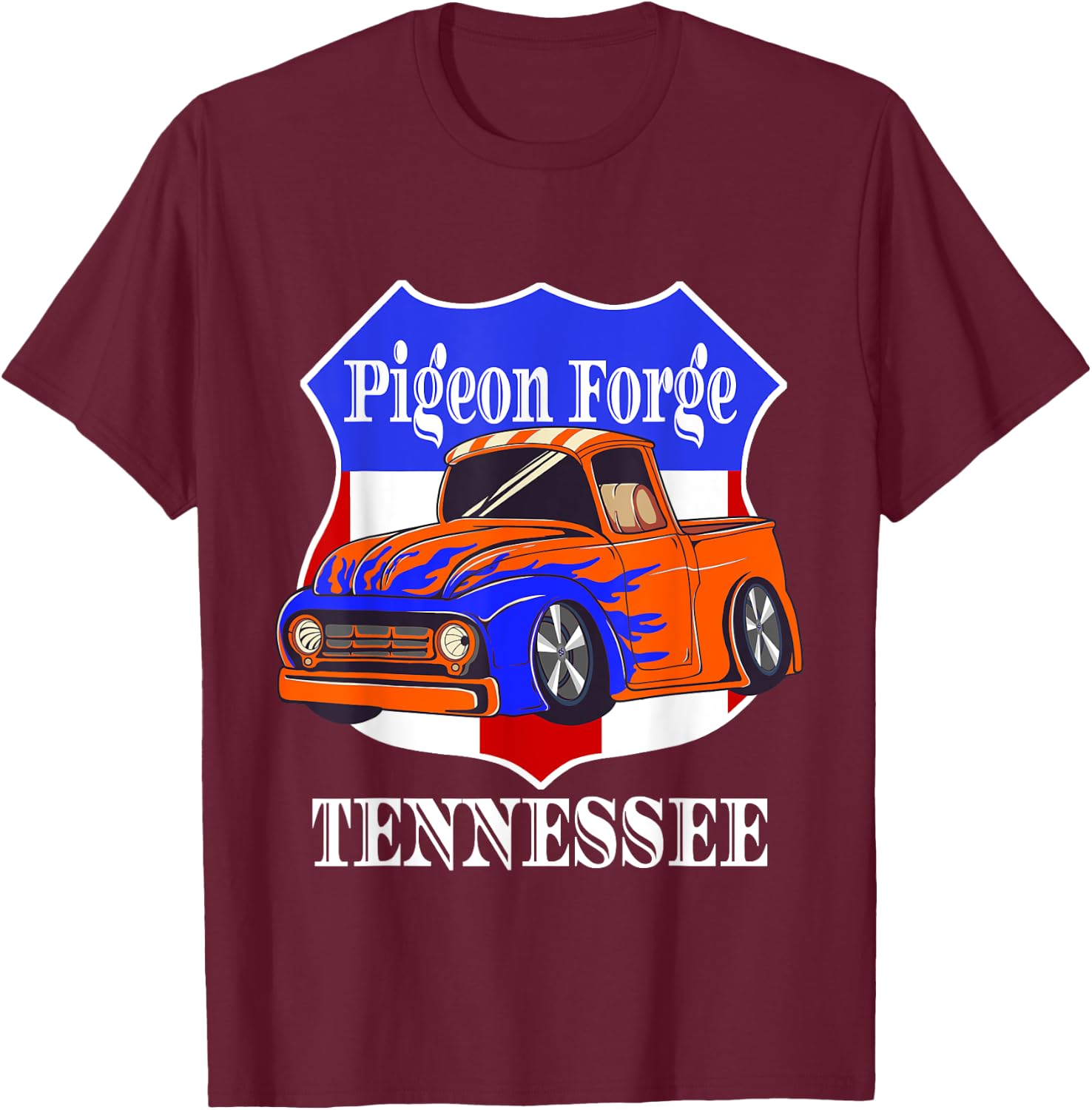 Pigeon Forge Tennessee Hot Rod Run Car Show In The Smokies T-Shirt - T-Shirt | Maroon