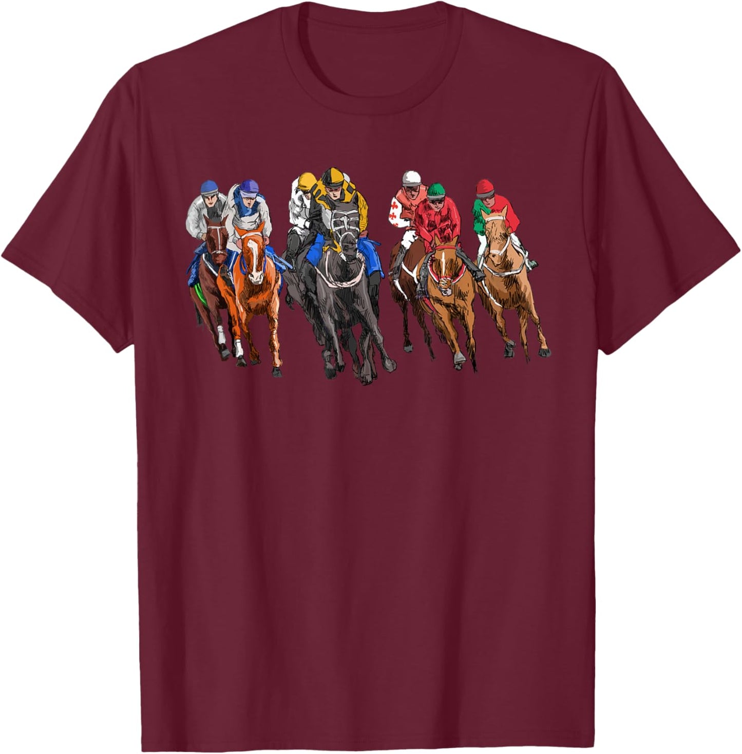 Funny Horse Racing Jockey Racer Derby Rider Race Track Gifts T-Shirt - T-Shirt | Maroon